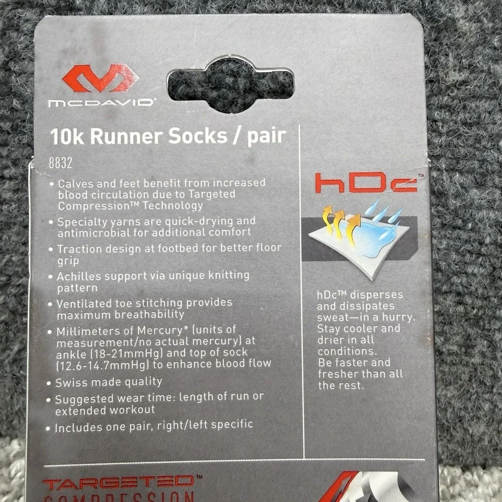 Mcdavid 10K Runner Socks Charcoal Gray size Small 8832 Targeted Compression